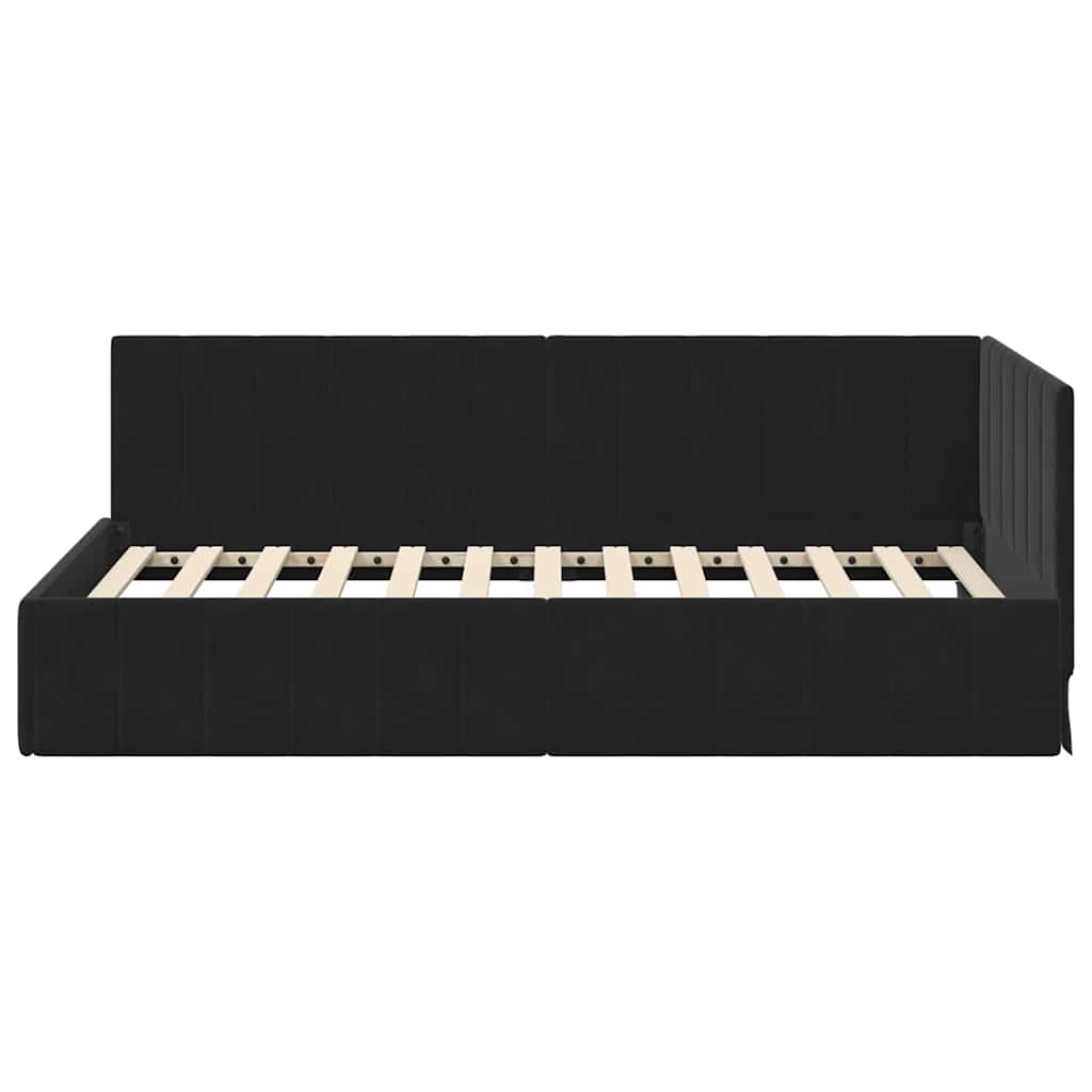 Cornice del letto ad angolo Nero 90 cm x 200 cm Velluto | homemem39