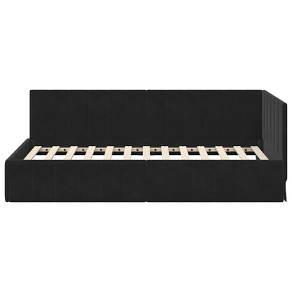 Cornice del letto ad angolo Nero 90 cm x 200 cm Velluto | homemem39