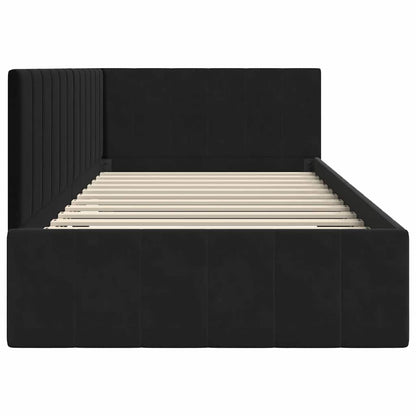 Cornice del letto ad angolo Nero 90 cm x 200 cm Velluto