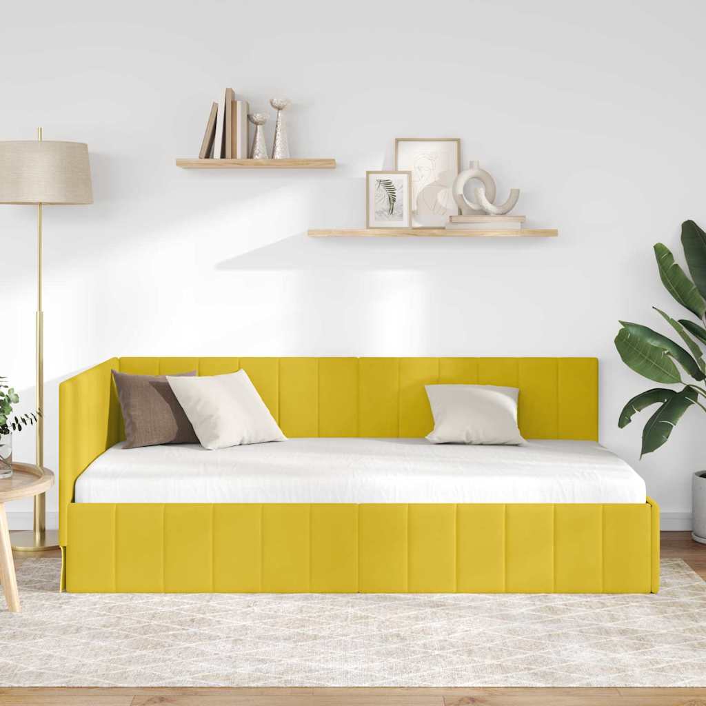 Cornice del letto ad angolo Giallo 90 cm x 200 cm Velluto
