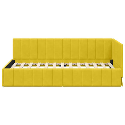 Cornice del letto ad angolo Giallo 90 cm x 200 cm Velluto