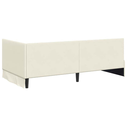 Cornice del letto ad angolo Crema 90 cm x 200 cm Velluto | homemem39