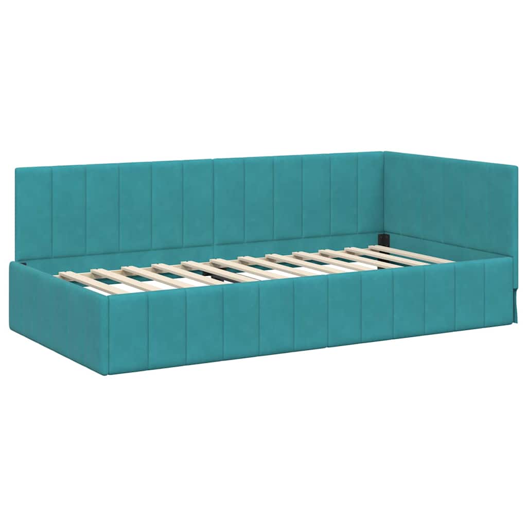 Cornice del letto ad angolo Turchese 90 cm x 200 cm Velluto | homemem39