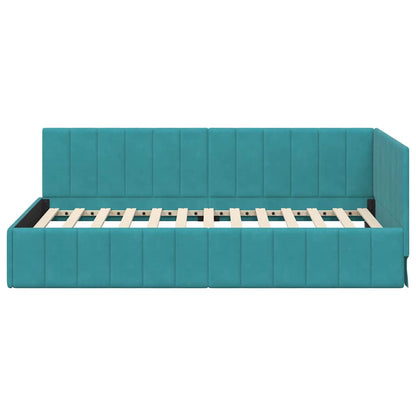 Cornice del letto ad angolo Turchese 90 cm x 200 cm Velluto | homemem39