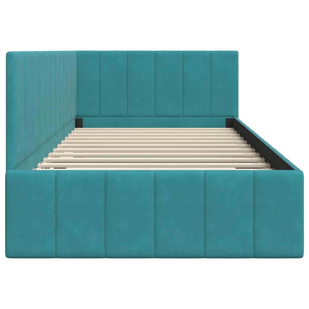 Cornice del letto ad angolo Turchese 90 cm x 200 cm Velluto | homemem39