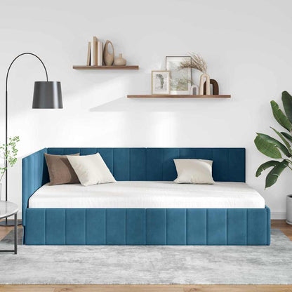 Cornice del letto ad angolo Blu 100 cm x 200 cm Velluto | homemem39