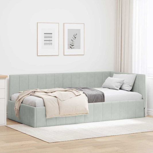 Cornice del letto ad angolo Grigio chiaro 100 cm x 200 cm | homemem39
