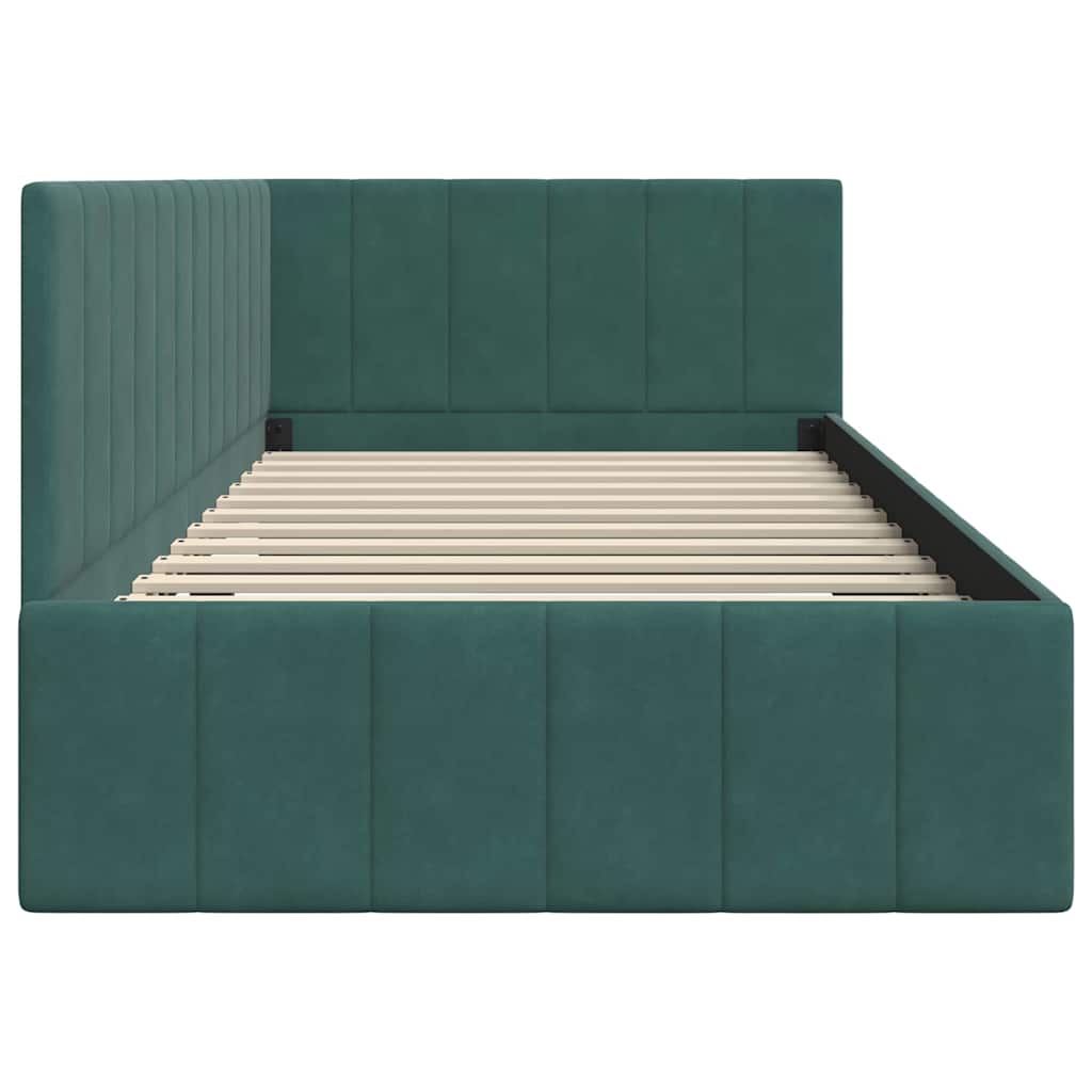 Cornice del letto ad angolo Verde Scuro 100 cm x 200 cm Velluto