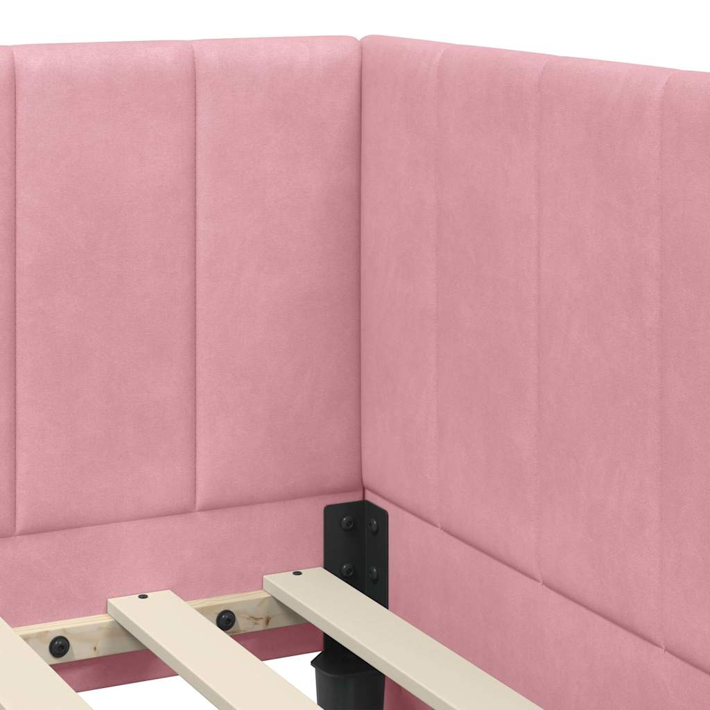 Cornice del letto ad angolo Rosa 100 cm x 200 cm Velluto
