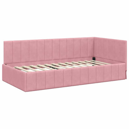 Cornice del letto ad angolo Rosa 100 cm x 200 cm Velluto