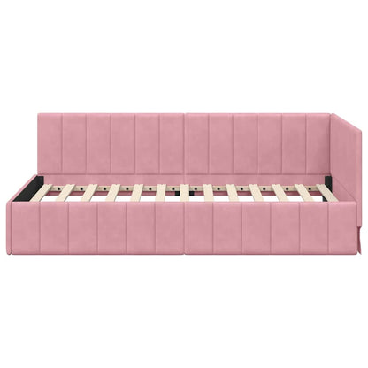 Cornice del letto ad angolo Rosa 100 cm x 200 cm Velluto