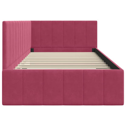 Cornice del letto ad angolo Rosso Vino 100 cm x 200 cm Velluto | homemem39