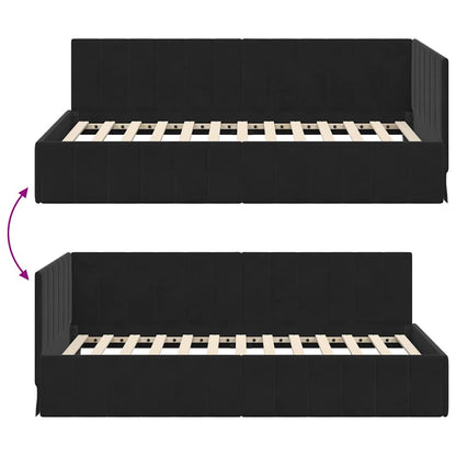 Cornice del letto ad angolo Nero 100 cm x 200 cm Velluto | homemem39