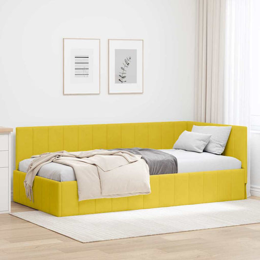 Cornice del letto ad angolo Giallo 100 cm x 200 cm Velluto