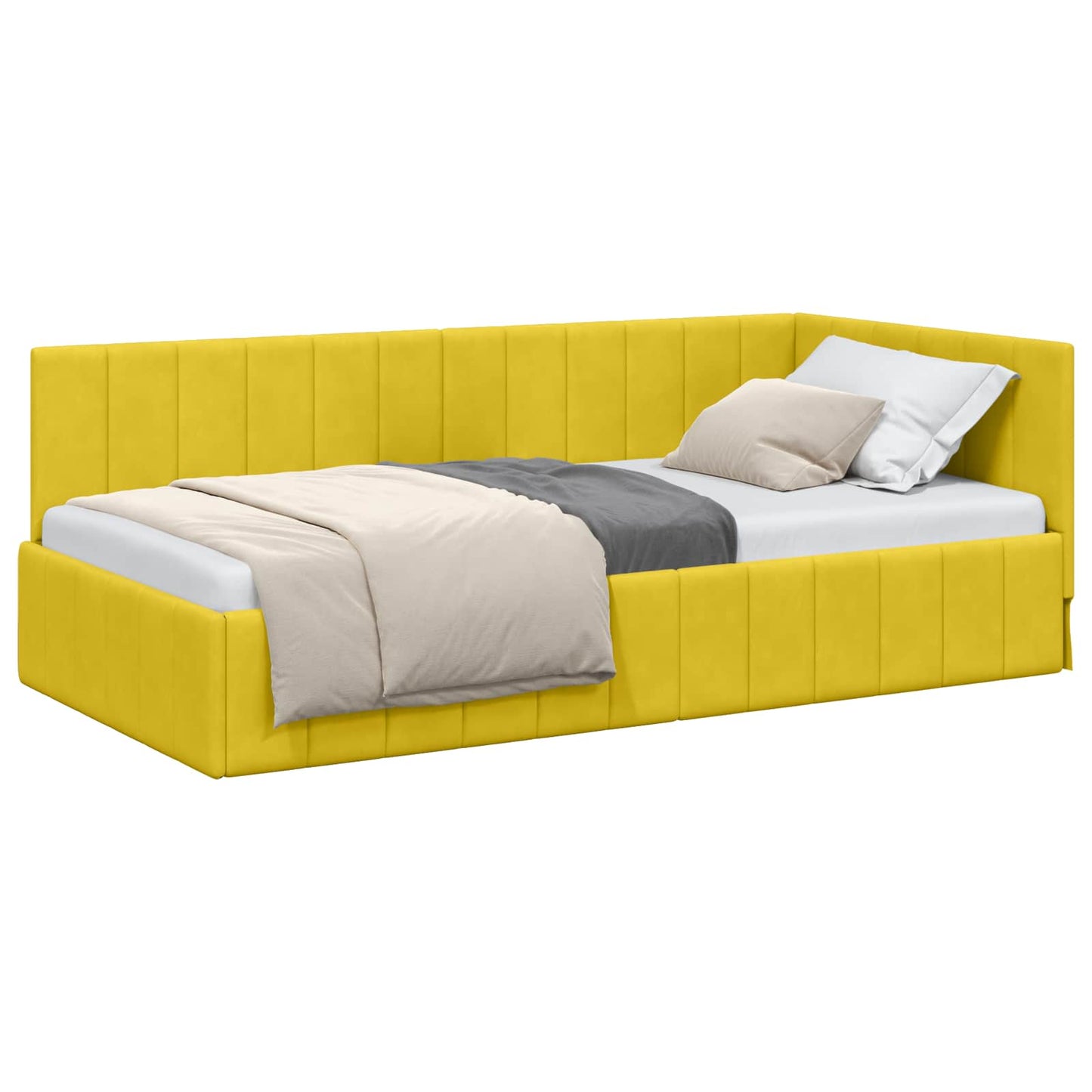 Cornice del letto ad angolo Giallo 100 cm x 200 cm Velluto