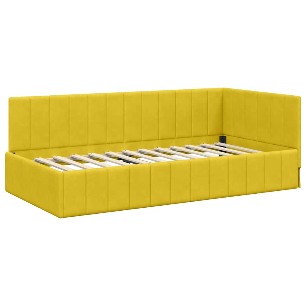 Cornice del letto ad angolo Giallo 100 cm x 200 cm Velluto