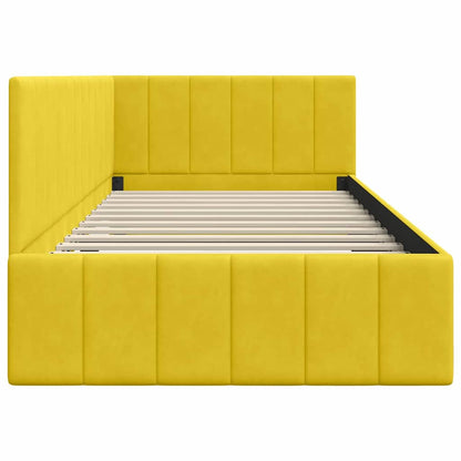 Cornice del letto ad angolo Giallo 100 cm x 200 cm Velluto