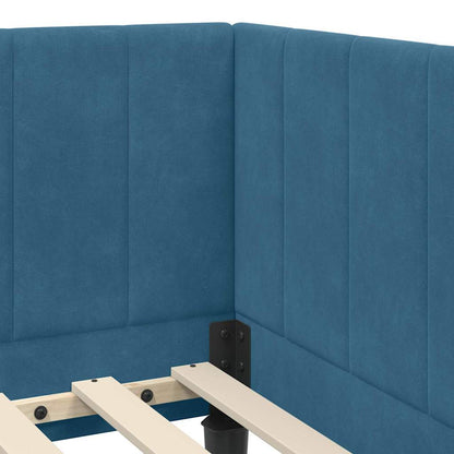 Cornice del letto ad angolo Blu 80 cm x 200 cm Velluto