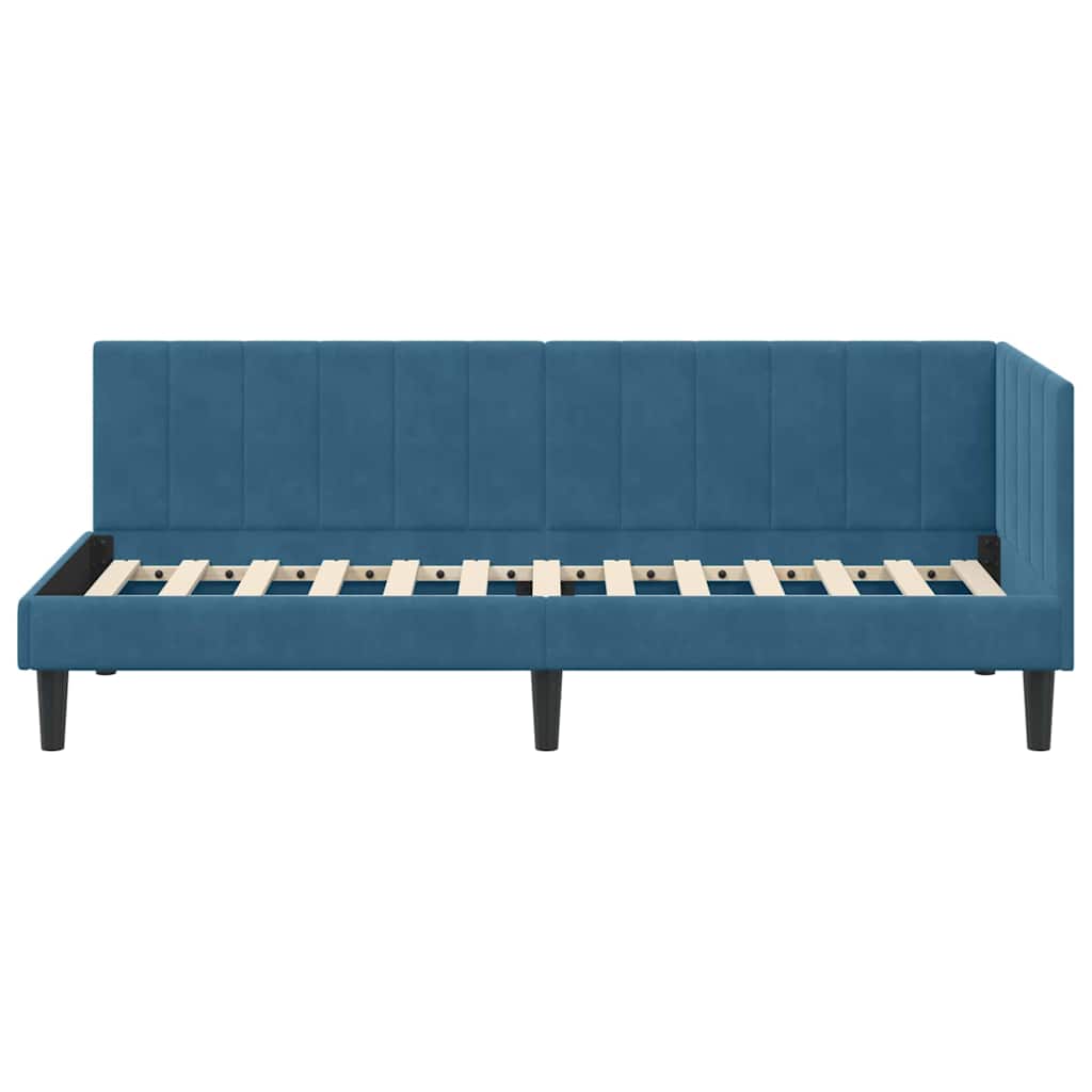 Cornice del letto ad angolo Blu 80 cm x 200 cm Velluto