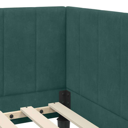 Cornice del letto ad angolo Verde Scuro 80 cm x 200 cm Velluto