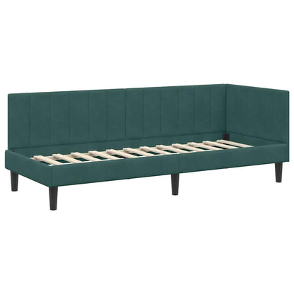 Cornice del letto ad angolo Verde Scuro 80 cm x 200 cm Velluto