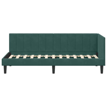 Cornice del letto ad angolo Verde Scuro 80 cm x 200 cm Velluto