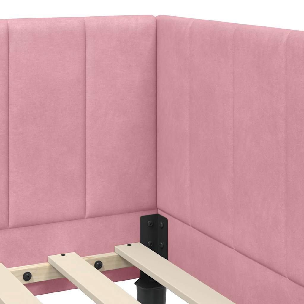 Cornice del letto ad angolo Rosa 80 cm x 200 cm Velluto