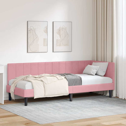 Cornice del letto ad angolo Rosa 80 cm x 200 cm Velluto