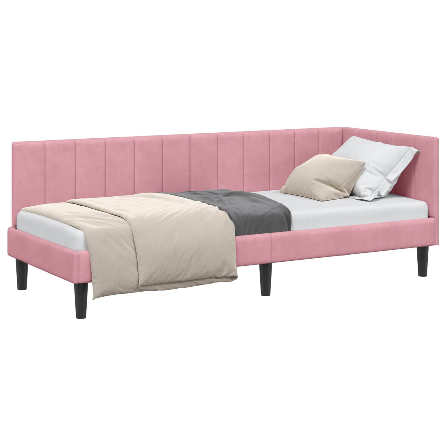 Cornice del letto ad angolo Rosa 80 cm x 200 cm Velluto