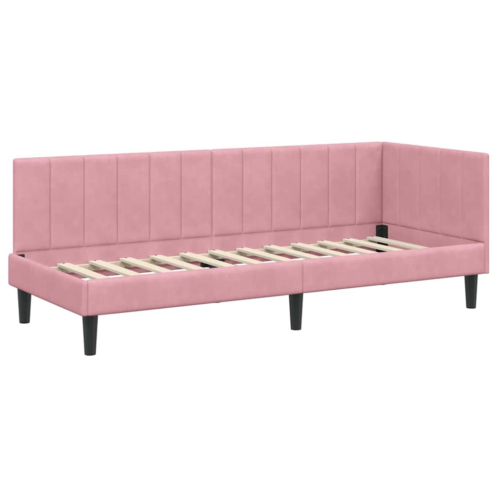 Cornice del letto ad angolo Rosa 80 cm x 200 cm Velluto