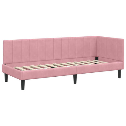 Cornice del letto ad angolo Rosa 80 cm x 200 cm Velluto