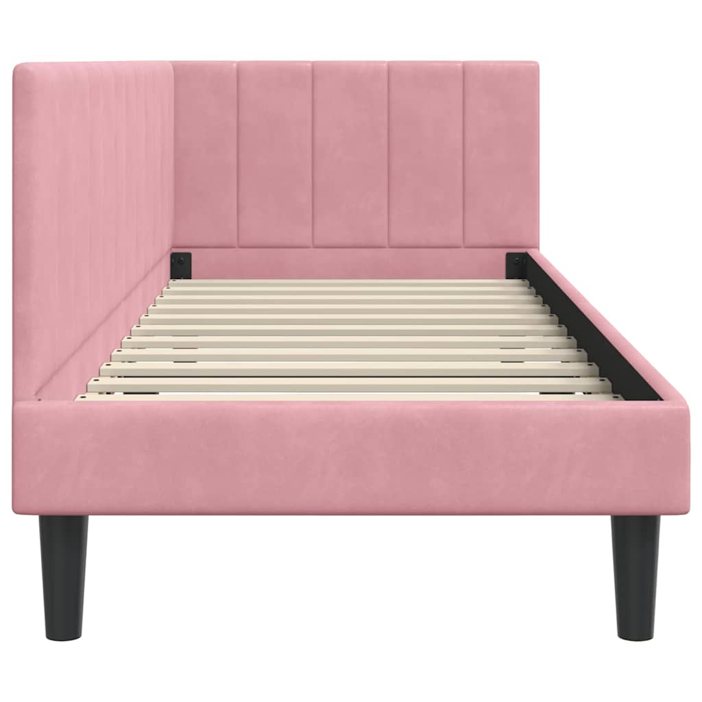 Cornice del letto ad angolo Rosa 80 cm x 200 cm Velluto