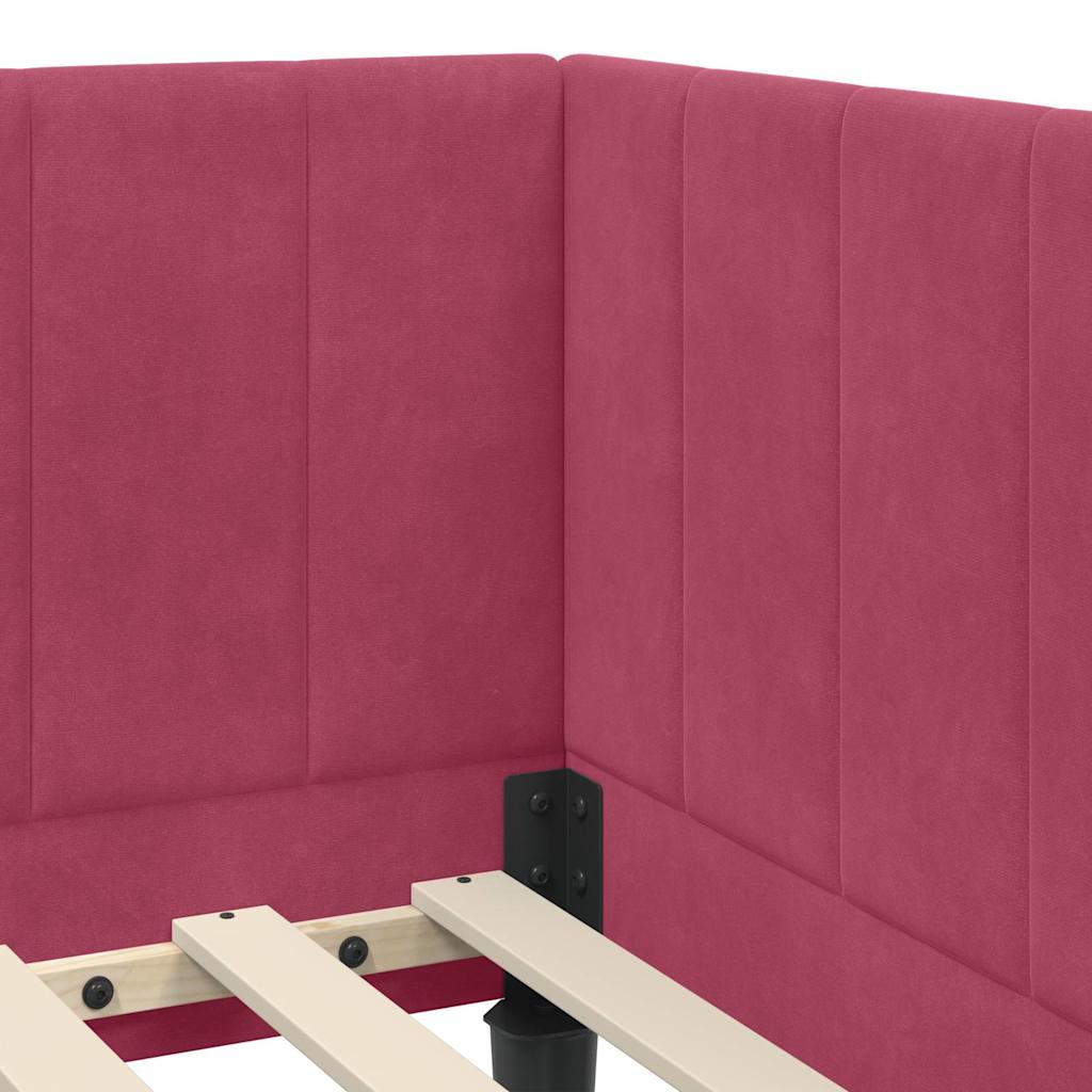 Cornice del letto ad angolo Rosso Vino 80 cm x 200 cm Velluto