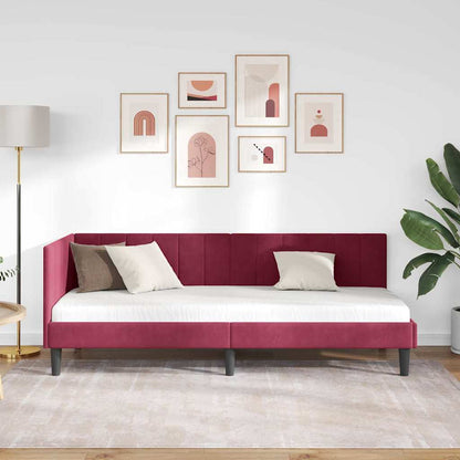 Cornice del letto ad angolo Rosso Vino 80 cm x 200 cm Velluto