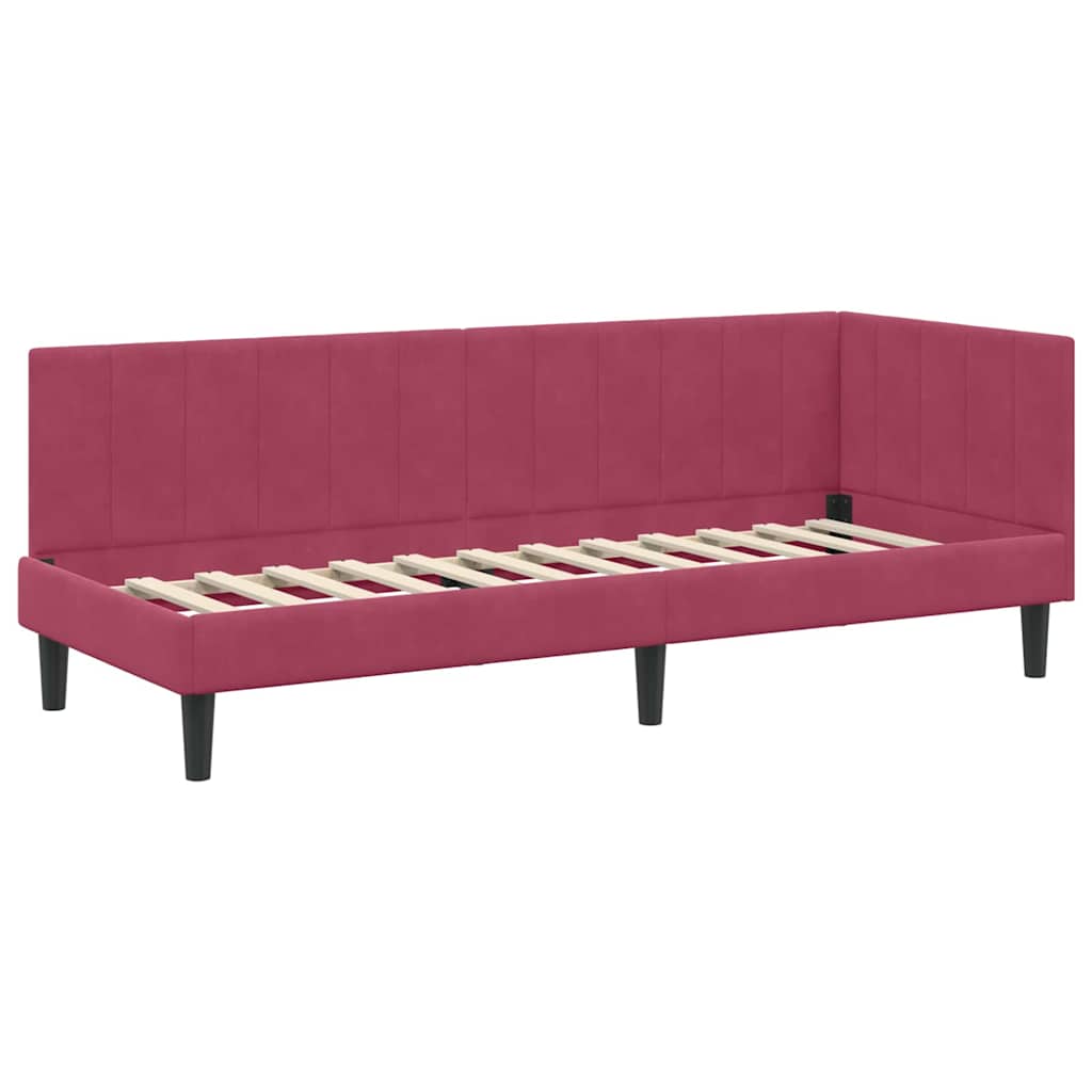 Cornice del letto ad angolo Rosso Vino 80 cm x 200 cm Velluto