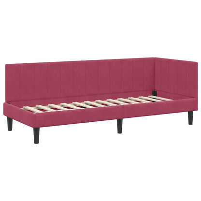 Cornice del letto ad angolo Rosso Vino 80 cm x 200 cm Velluto