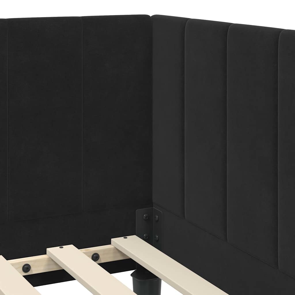 Cornice del letto ad angolo Nero 80 cm x 200 cm Velluto