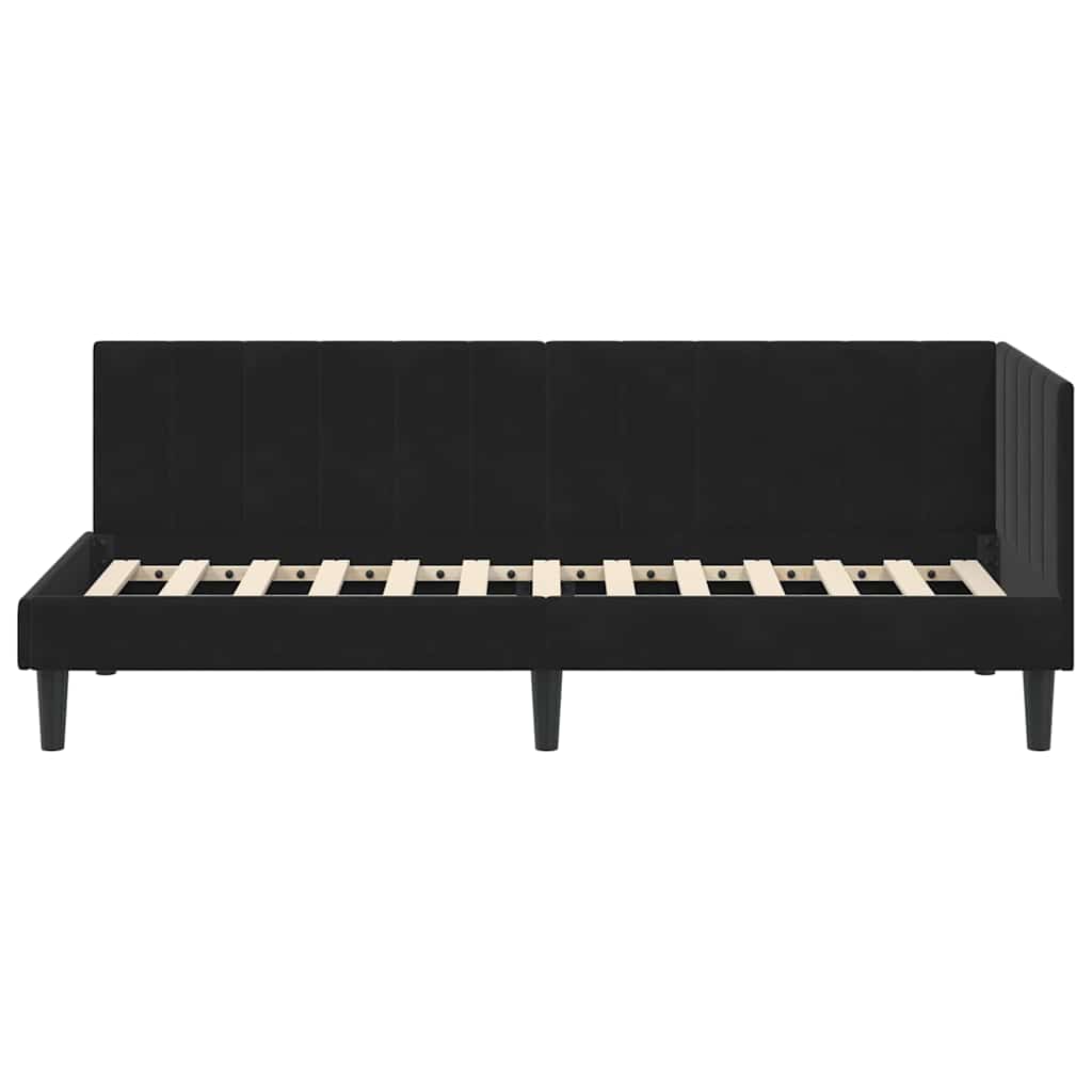 Cornice del letto ad angolo Nero 80 cm x 200 cm Velluto