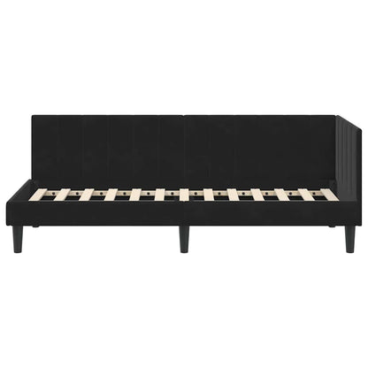 Cornice del letto ad angolo Nero 80 cm x 200 cm Velluto