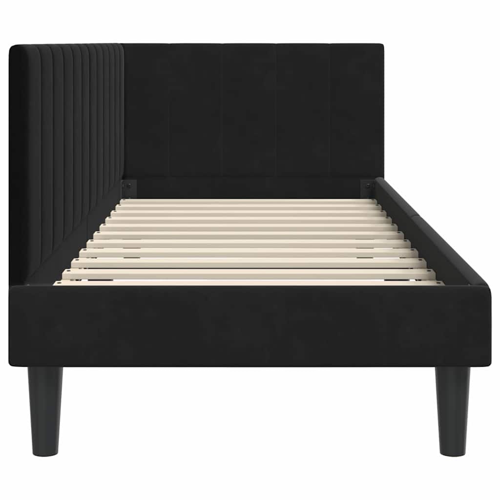 Cornice del letto ad angolo Nero 80 cm x 200 cm Velluto