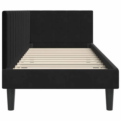 Cornice del letto ad angolo Nero 80 cm x 200 cm Velluto