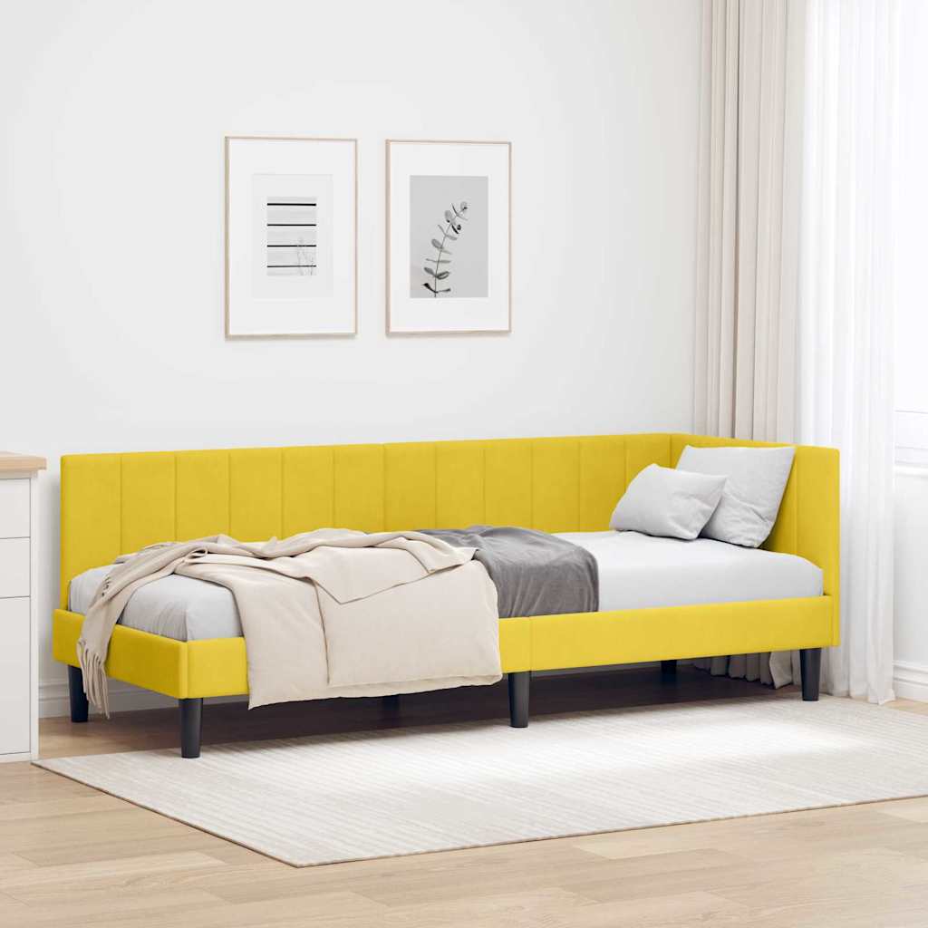 Cornice del letto ad angolo Giallo 80 cm x 200 cm Velluto