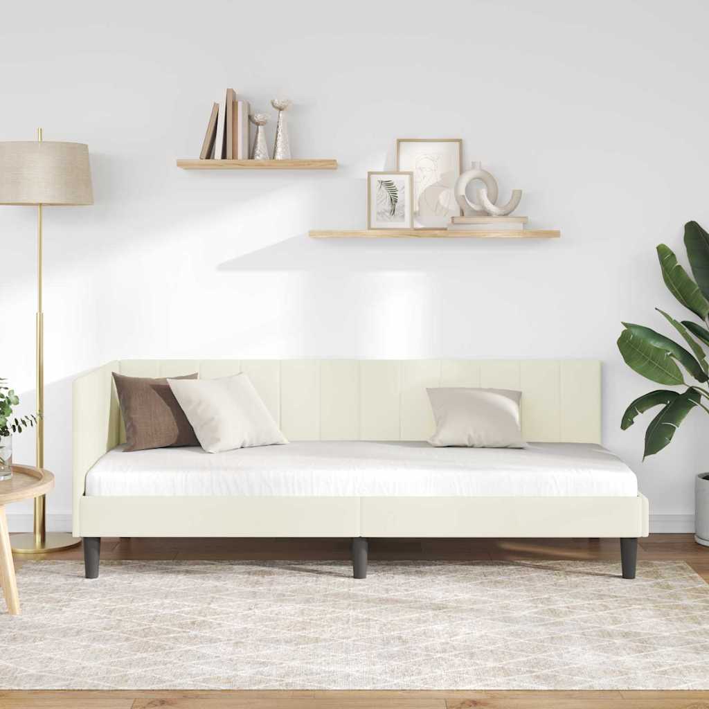 Cornice del letto ad angolo Crema 80 cm x 200 cm Velluto