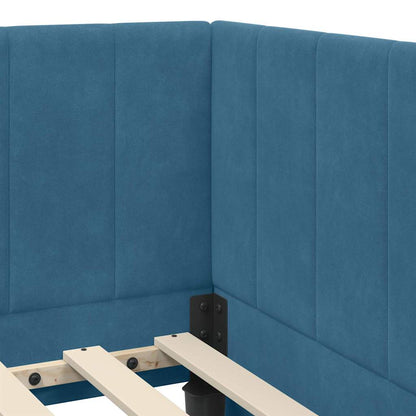Cornice del letto ad angolo Blu 90 cm x 190 cm Velluto