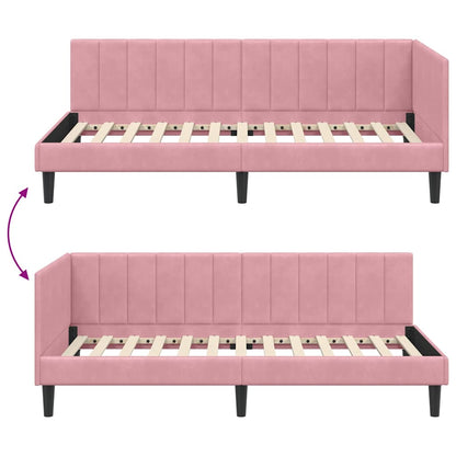 Cornice del letto ad angolo Rosa 90 cm x 190 cm Velluto | homemem39