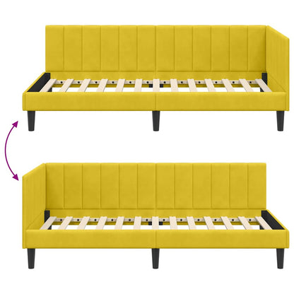 Cornice del letto ad angolo Giallo 90 cm x 190 cm Velluto