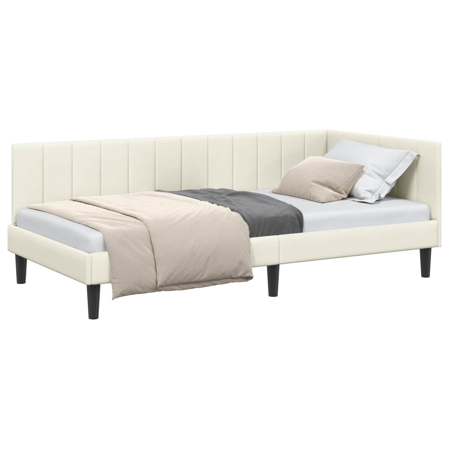 Cornice del letto ad angolo Crema 90 cm x 190 cm Velluto | homemem39