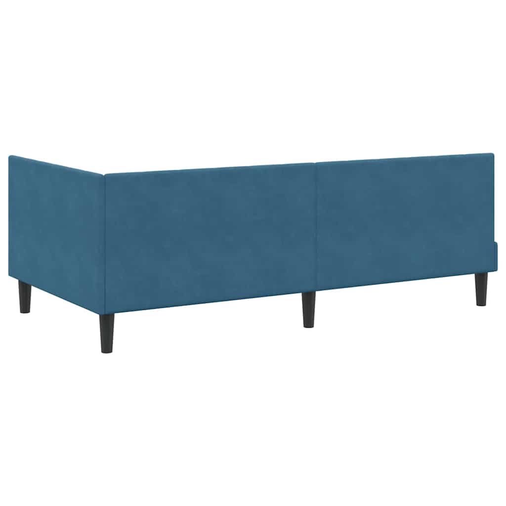 Cornice del letto ad angolo Blu 90 cm x 200 cm Velluto