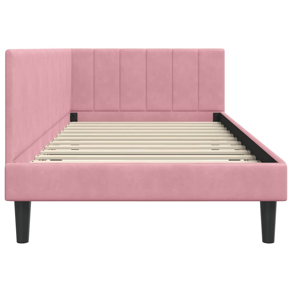 Cornice del letto ad angolo Rosa 90 cm x 200 cm Velluto | homemem39