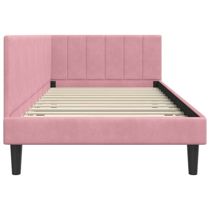 Cornice del letto ad angolo Rosa 90 cm x 200 cm Velluto | homemem39